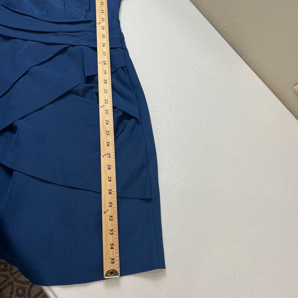 Reiss Women Tie Waist Asymmetrical Mini Dress 2 Navy Blue Capsule Classy Work - Picture 11 of 12